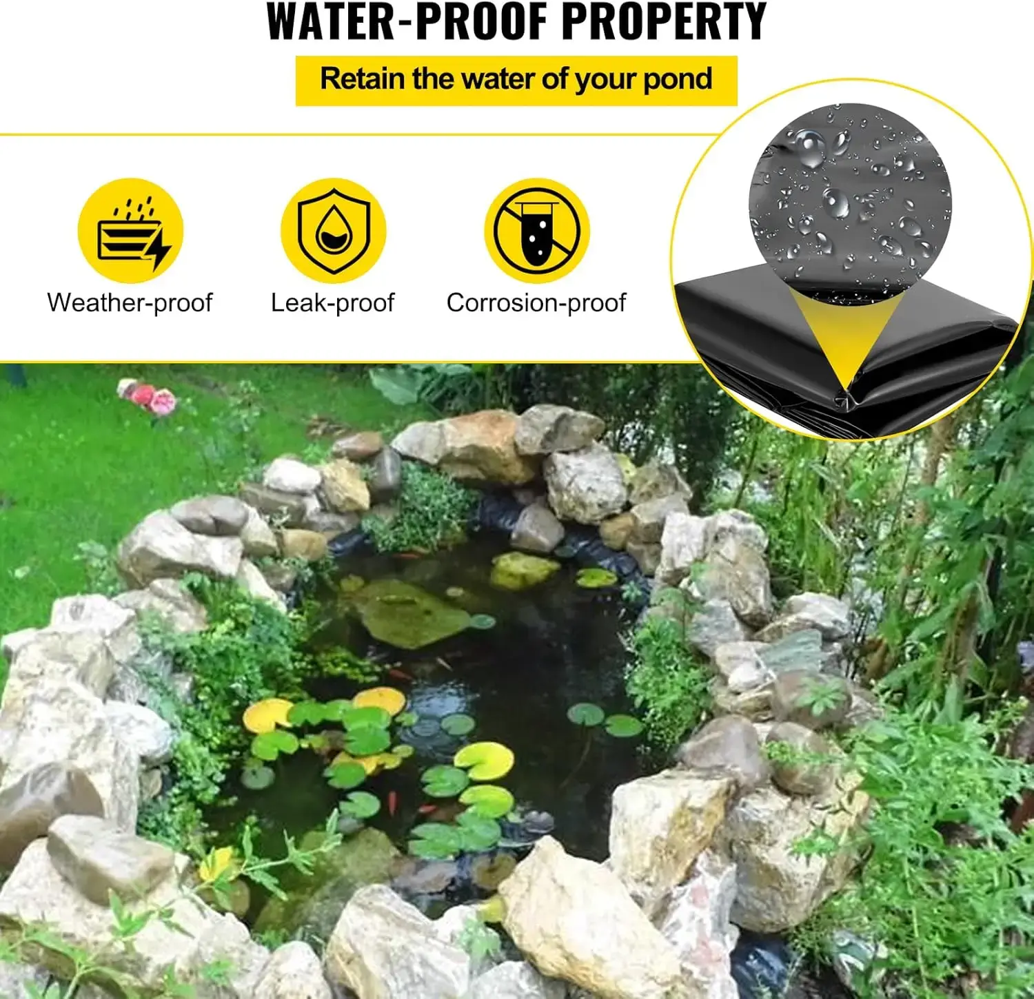 LLDPE Pond Liner 15x20 ft, Pond Liner 20 Mil, Fish Pond Liners for Waterfall