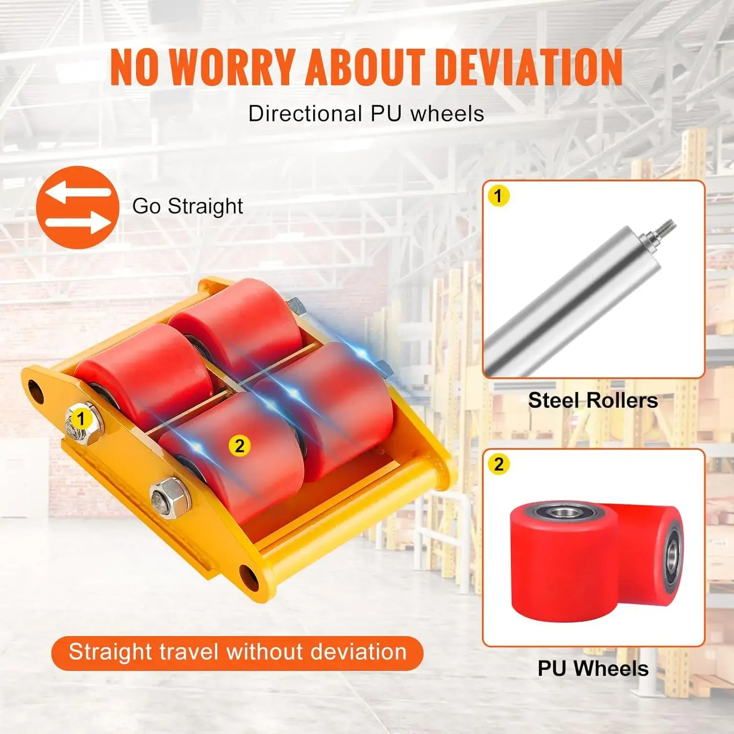 Machinery Skate Dolly, 13,200 LBS/6T Industrial Machinery Mover, Heavy Duty Carbon Steel Machinery Moving Skate