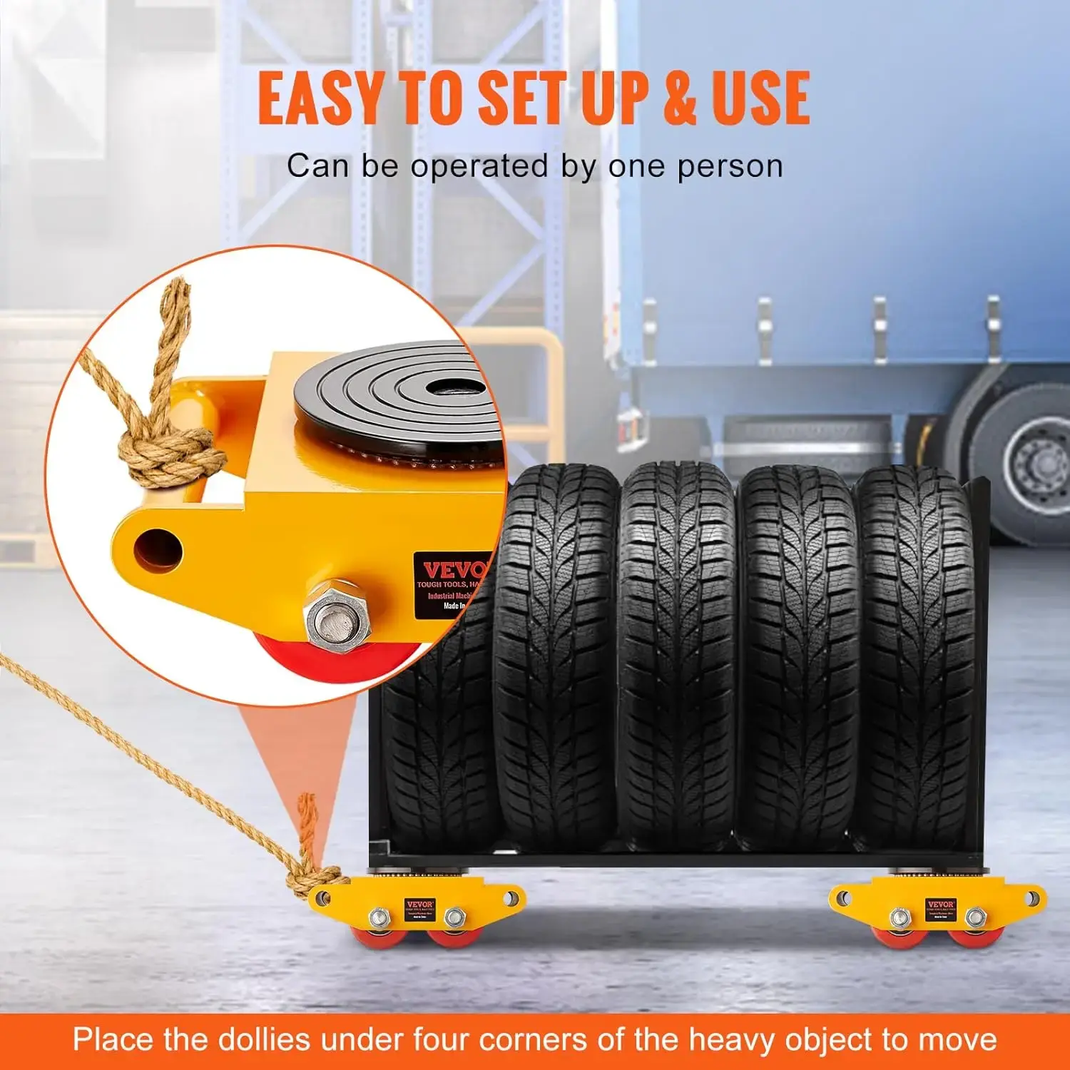 Machinery Skate Dolly, 13,200 LBS/6T Industrial Machinery Mover, Heavy Duty Carbon Steel Machinery Moving Skate