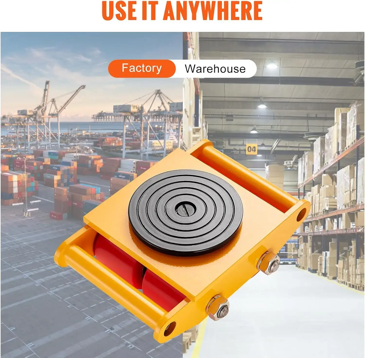 Machinery Skate Dolly, 13,200 LBS/6T Industrial Machinery Mover, Heavy Duty Carbon Steel Machinery Moving Skate