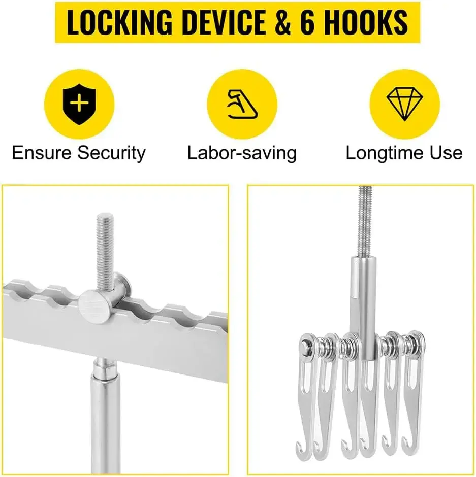 6 Claw Hook Dent Puller, Single Leg Lifter Portable Dent Pull Bar Aluminum Alloy for Car Repairing