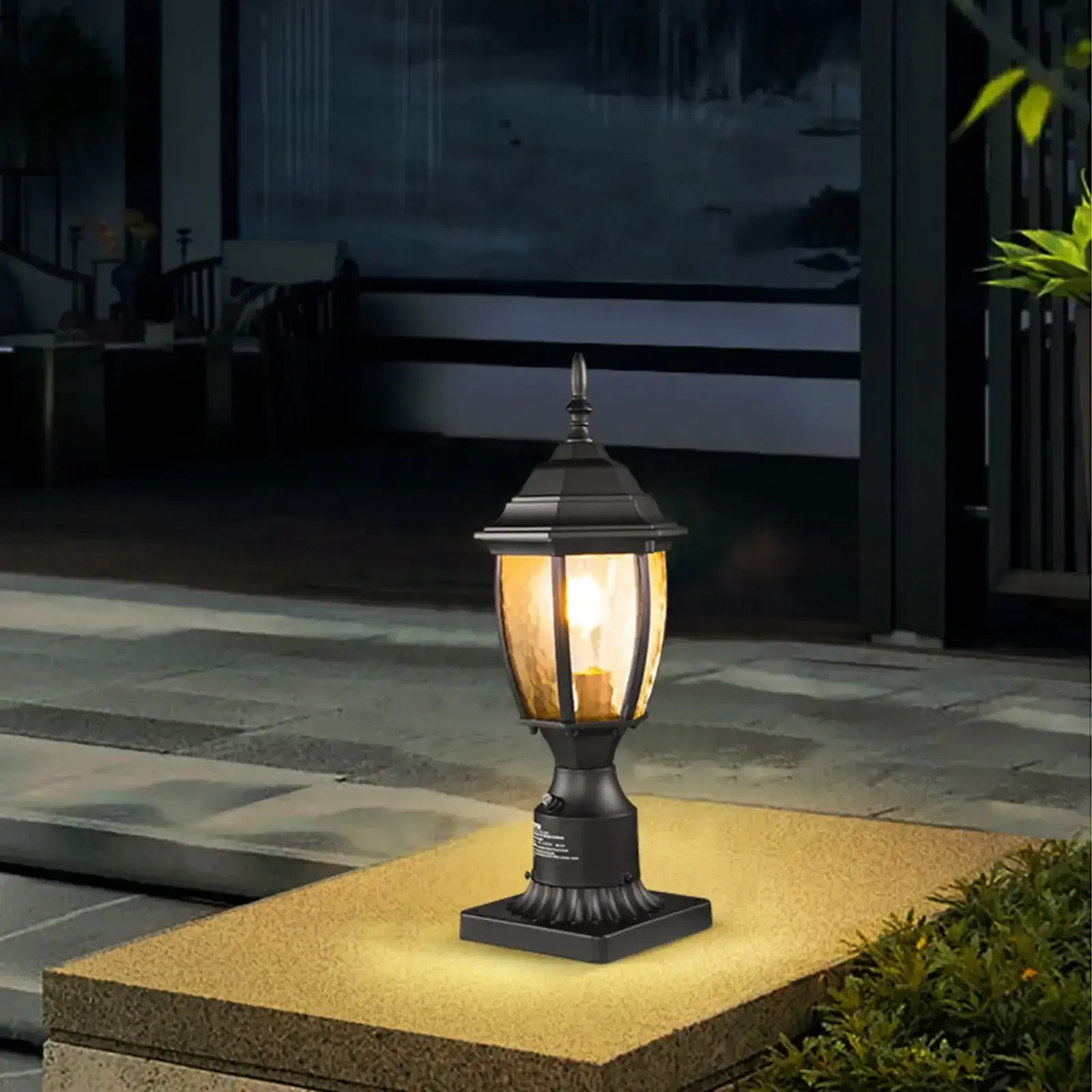 Dusk to Dawn Outdoor Lamp Post Light Fixture, Pole or Pier Mount 15.75 in