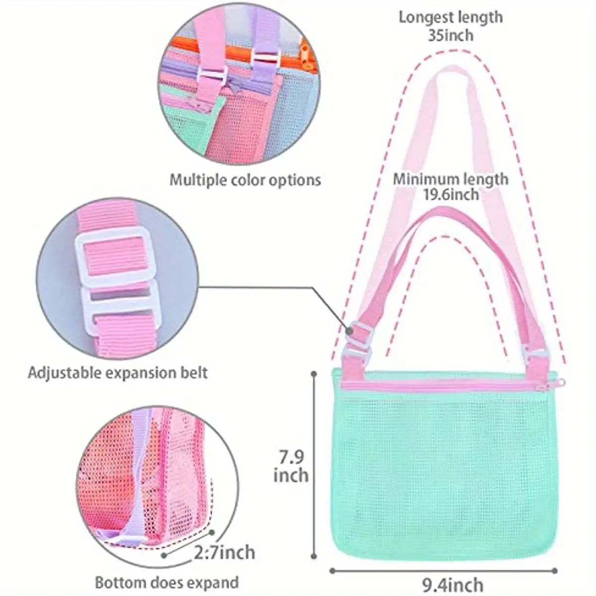 Beach Toy Mesh Beach Bag Kids Shell Collecting Bag Beach Sand Toy Seashell Bag for Holding Shells Beach Toys Sand
