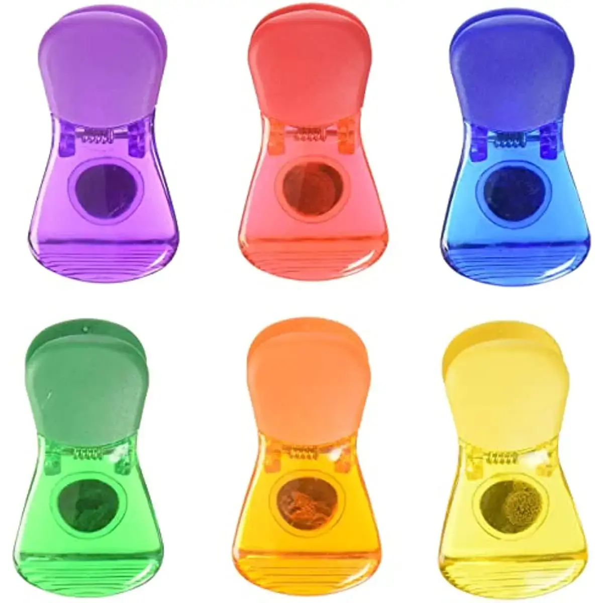 Creative and personalized six color transparent refrigerator magnetic suction clip, colorful kitchen refrigerator sticker