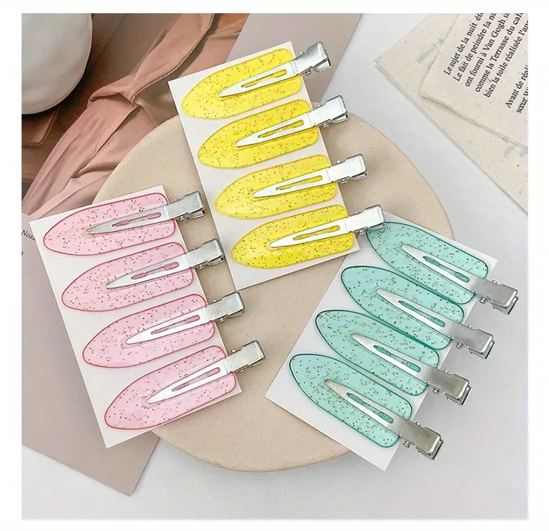 4pcs No Bend Seamless Hair Clips Side Bangs Fix Fringe Barrette Makeup Washing Face Accessories Women Girls Styling Hair Pins