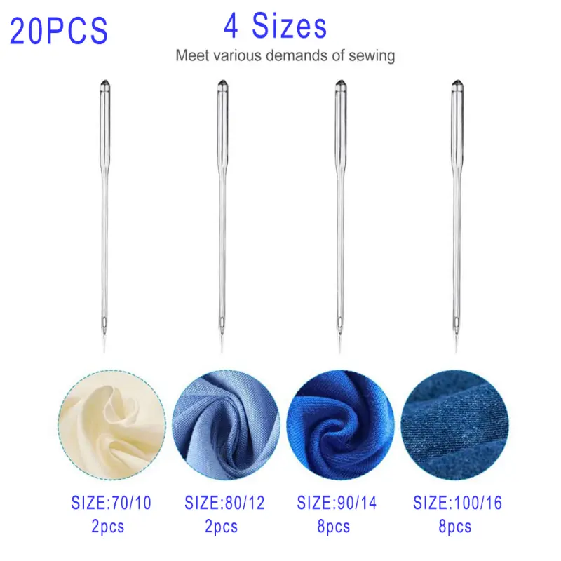 20pcs Sewing Machine Needles for SingerSizes 65/9 75/11 80/12 90/14 100/16 Sewing Machine Supplies