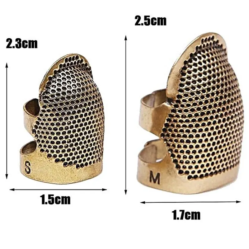 2PCS Retro Finger Protector Ring Handworking Needle Thimble Needles Craft Household DIY Sewing Tools Accessories