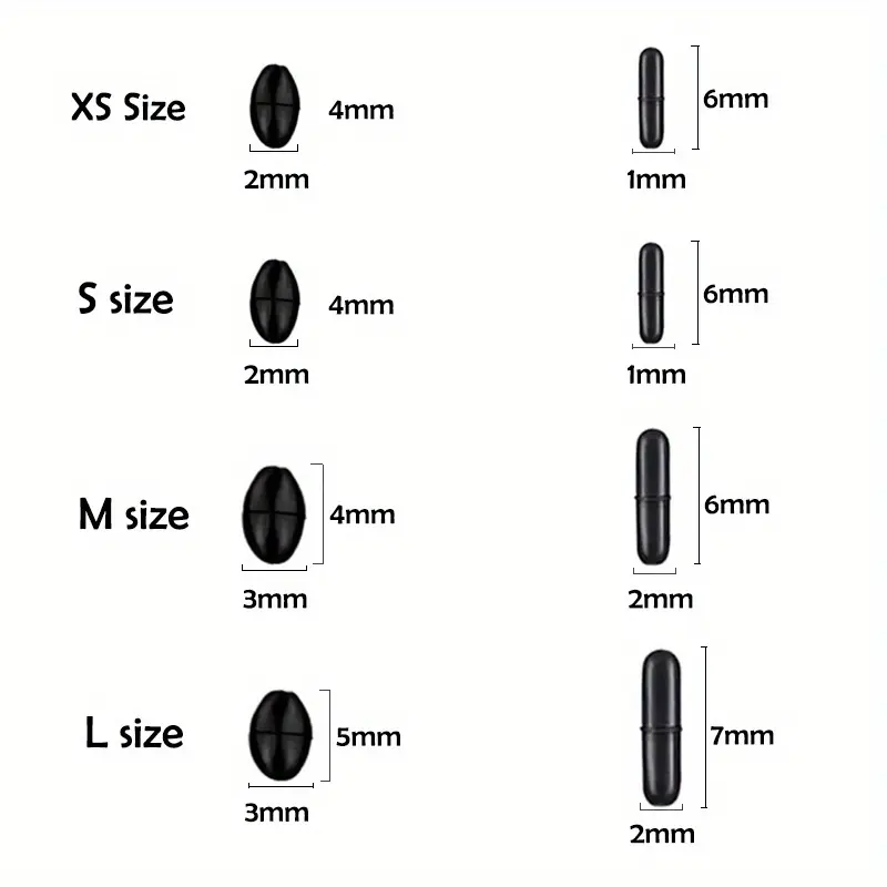 300pcs/Pack Fishing Bobber Oval Black Silicon Stopper Space Bean Connector Fishing Line Resistance Fishing Accessories