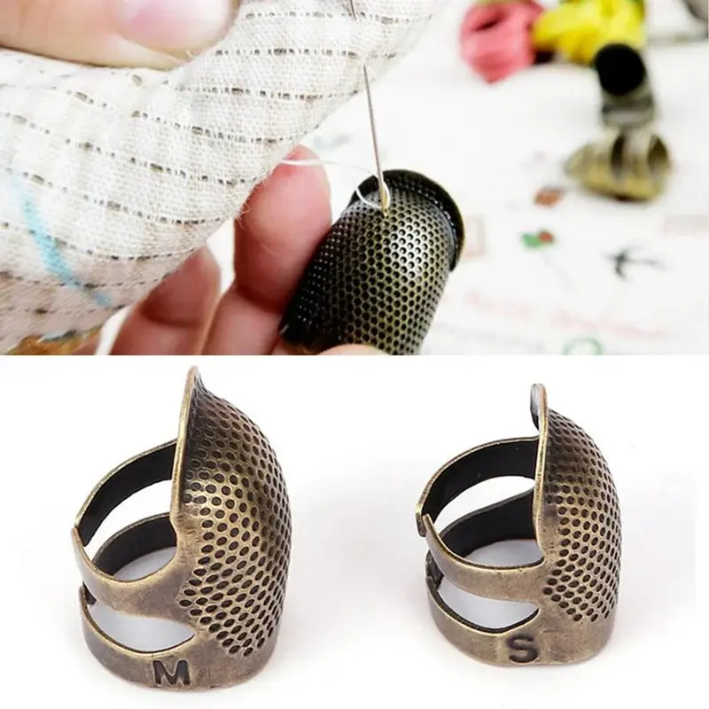 2PCS Retro Finger Protector Ring Handworking Needle Thimble Needles Craft Household DIY Sewing Tools Accessories