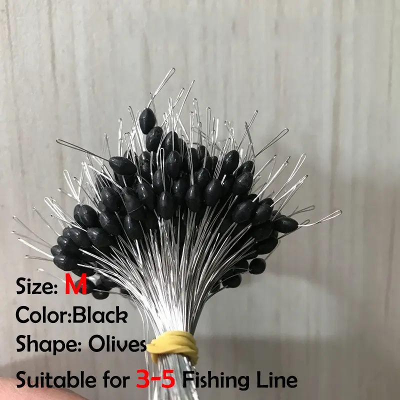 300pcs/Pack Fishing Bobber Oval Black Silicon Stopper Space Bean Connector Fishing Line Resistance Fishing Accessories
