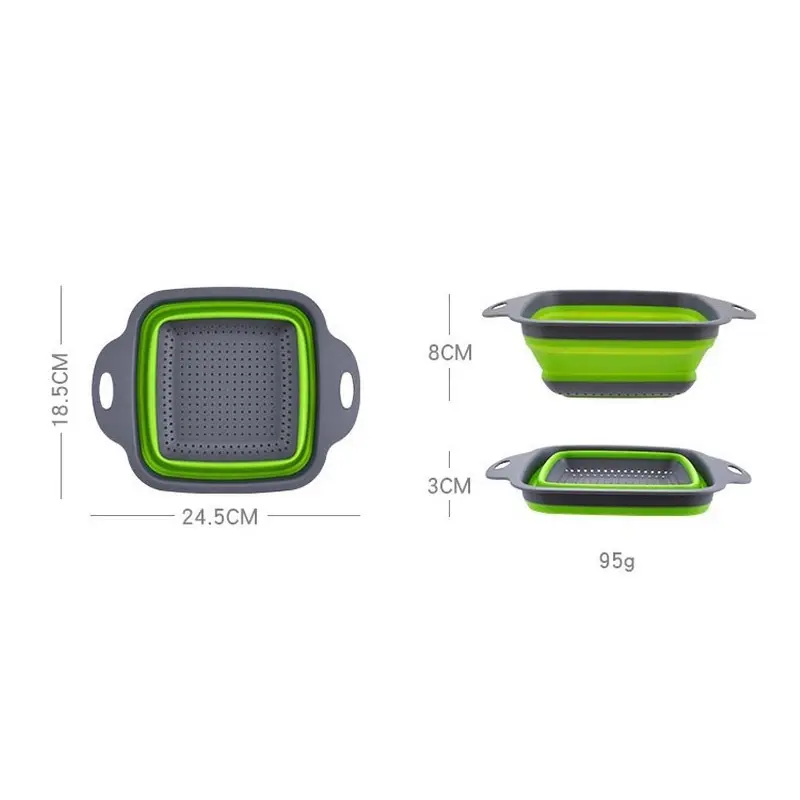 Silicone Folding Drain Basket Fruit Vegetable Washing Basket Foldable Strainer Collapsible Drainer Kitchen Storage Tool