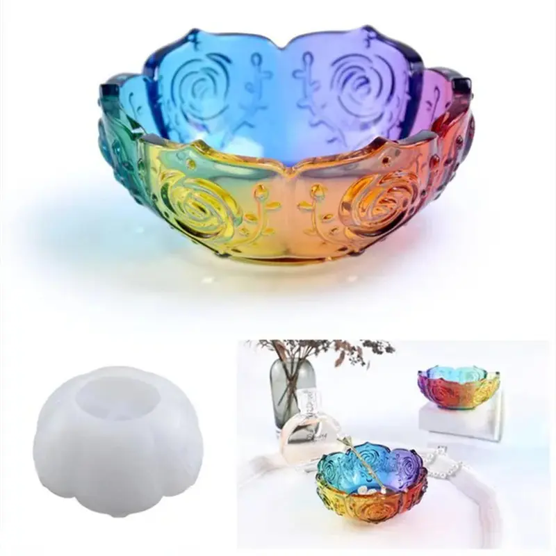 1pc Epoxy Resin Silicone Mold Lotus Bowl Mold Candle Holder Flower Pot Mold For DIY Crafts Jewelry Storage Jar Home Decoration