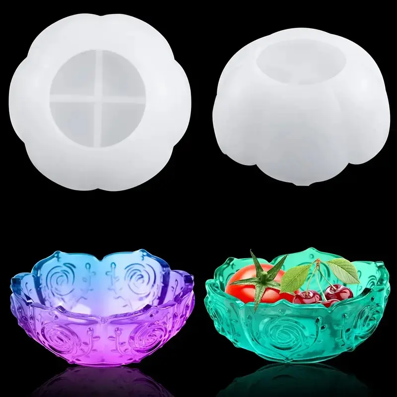 1pc Epoxy Resin Silicone Mold Lotus Bowl Mold Candle Holder Flower Pot Mold For DIY Crafts Jewelry Storage Jar Home Decoration