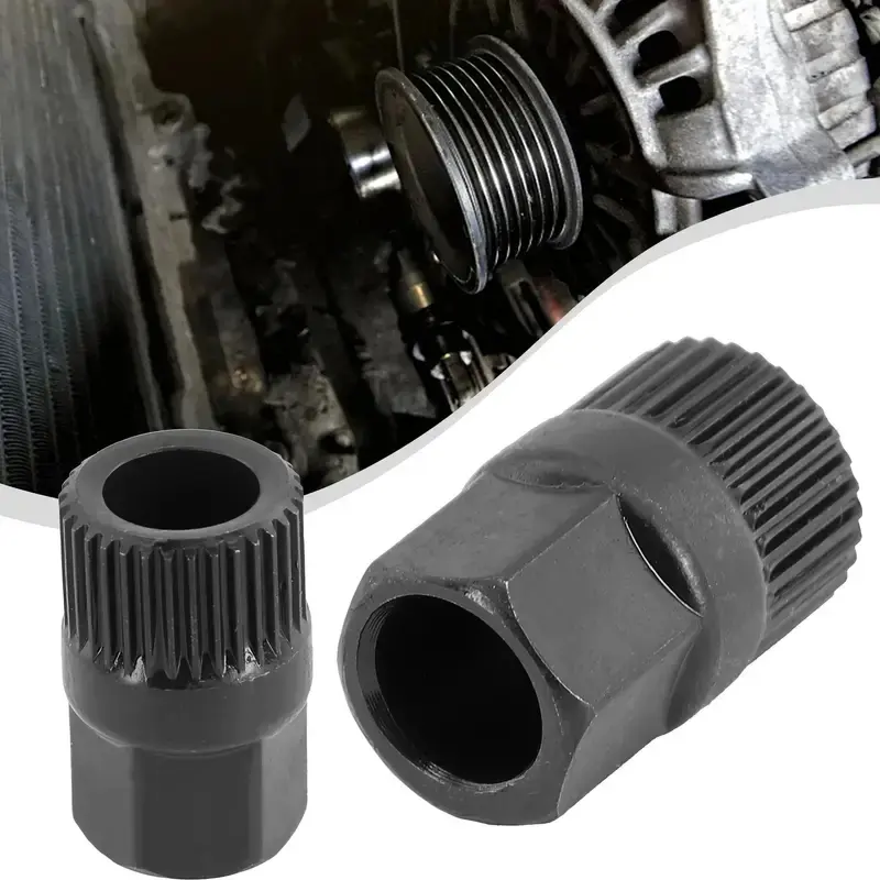 2pcs Automotive Alternator Unidirectional Pulley Disassembly Tool 33-tooth Generator Pulley Socket Drill Repair Tool Accessories