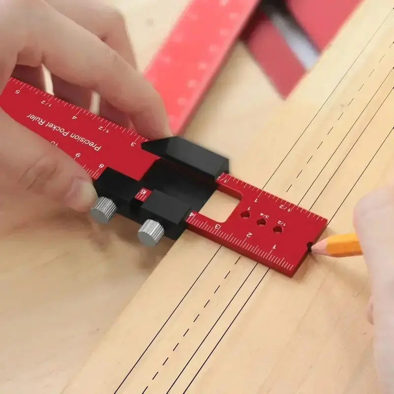 1pc/3pcs 160/200/300mm Aluminum Alloy T-Square Ruler Precision Woodworking Pocket Measuring Rule Inch/Metric With Slide Stops