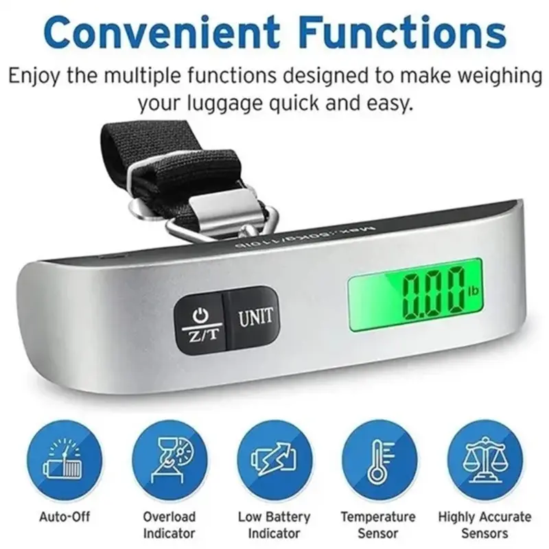 Portable LCD Digital Hanging Scale Luggage Suitcase Baggage Weight Travel Scales With Belt For Electronic Weight Tool 50kg/110lb