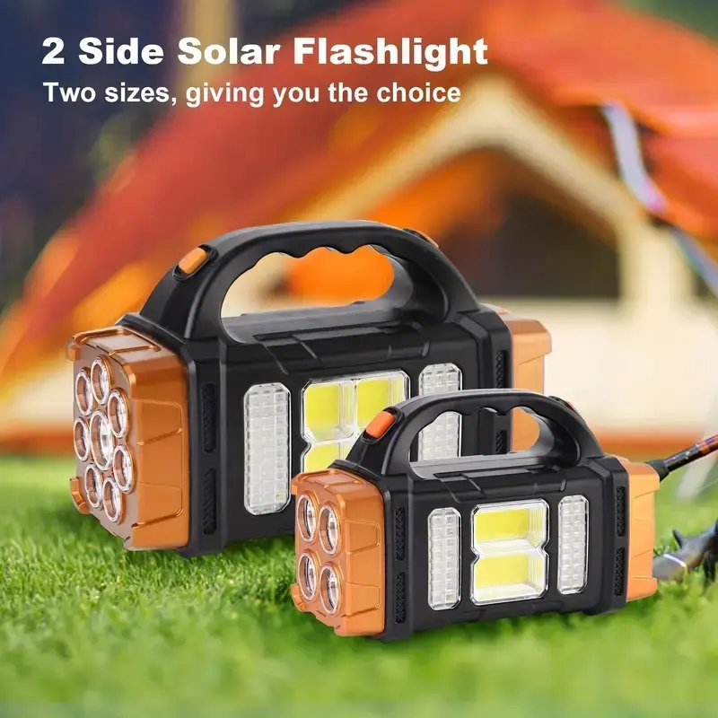 Portable Powerful Solar LED Flashlight With COB Work Lights USB Rechargeable Handheld 4-Modes Lighting Outdoor Solar Torch Light