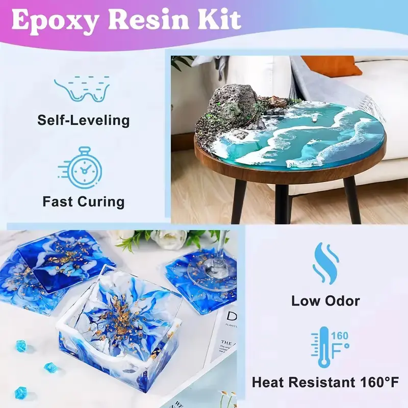 10.4/17.6oz AB Epoxy Resin Kit Heat Resistant Bubbles Free Non-Yellow Hard As Rock Crystal Clear Epoxy Resin For Coating & Craft
