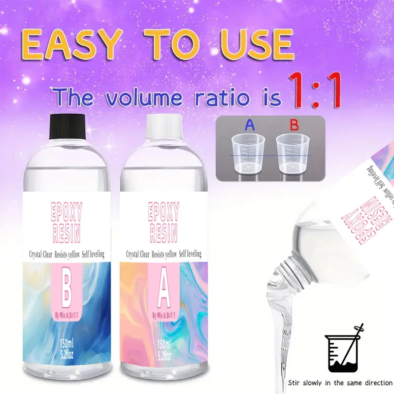 10.4/17.6oz AB Epoxy Resin Kit Heat Resistant Bubbles Free Non-Yellow Hard As Rock Crystal Clear Epoxy Resin For Coating & Craft