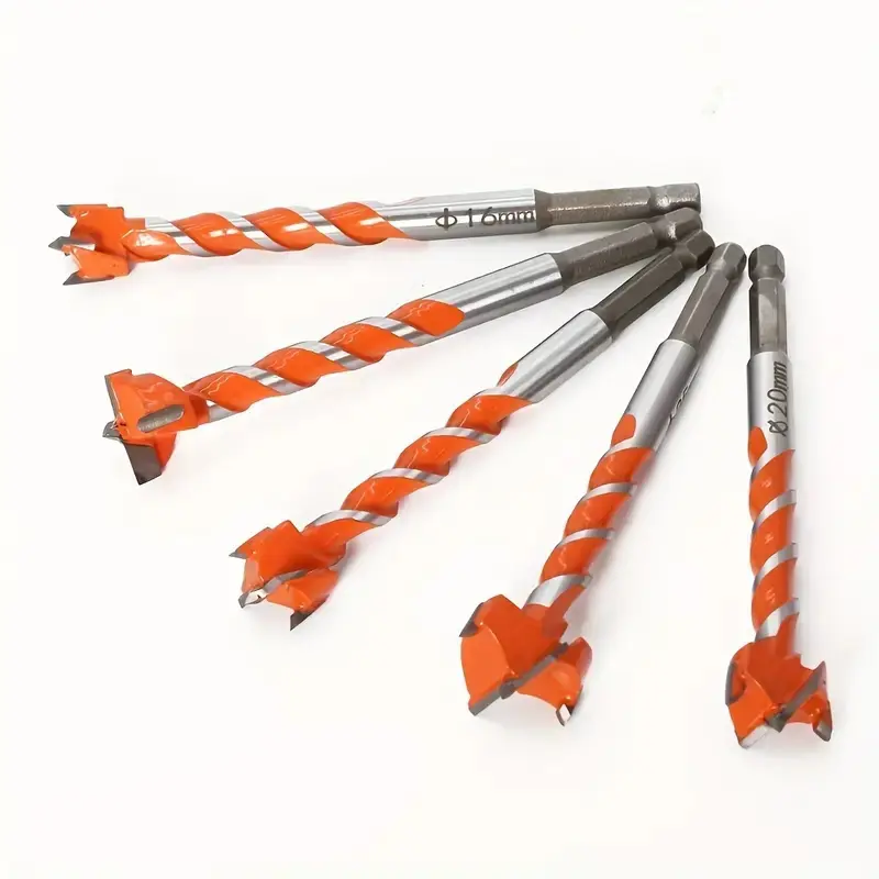 5pcs 16-25mm Alloy Thread Lengthened Hexagonal Handle Woodworking Hole Opener Wind Batch Wooden Door Lock Plank Drilling Drill