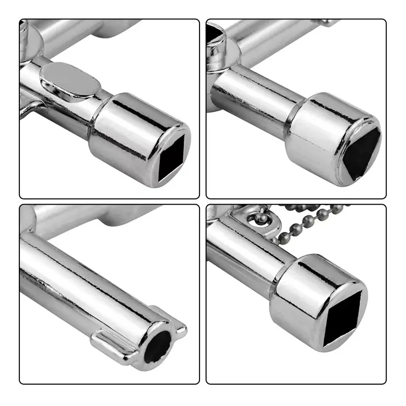 4 In 1 Cross Key Wrench Zinc Alloy Multi-purpose Electric Control Cabinet Water Meter Valve Screwdriver Electricians Tools