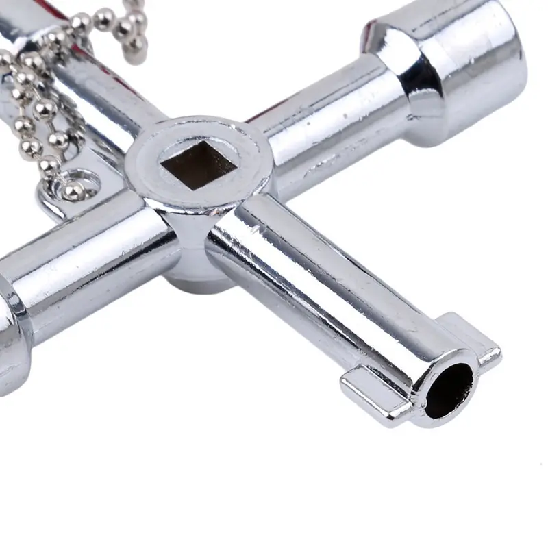 4 In 1 Cross Key Wrench Zinc Alloy Multi-purpose Electric Control Cabinet Water Meter Valve Screwdriver Electricians Tools
