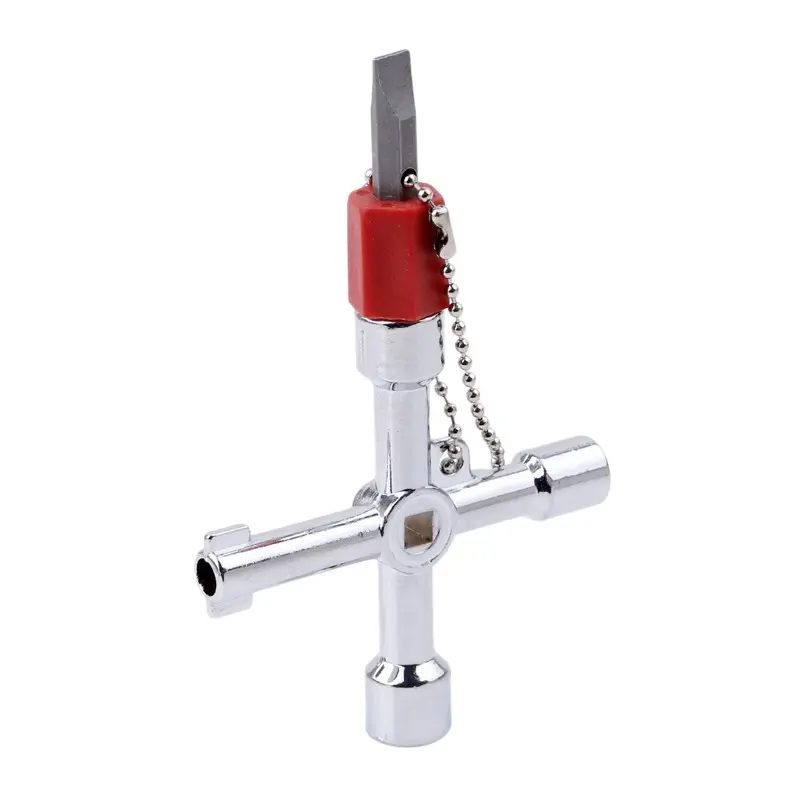 4 In 1 Cross Key Wrench Zinc Alloy Multi-purpose Electric Control Cabinet Water Meter Valve Screwdriver Electricians Tools