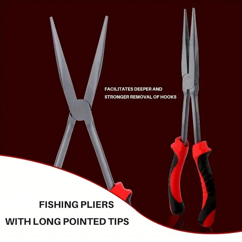 1pc High Carbon Steel Long Nose Fishing Pliers Multifunctional Ring Opener Pliers Fish Hook Remover Fishing Gear Accessories