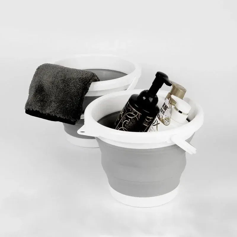 10L Collapsible Bucket Round Silicone Laundry Car Washing Bucket Outdoor Fishing Travel Camp Household Storage