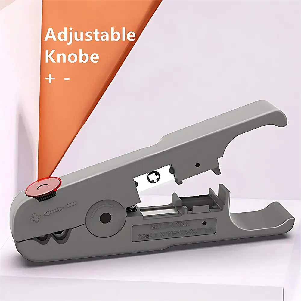 Cable Stripping and Cutting Tool Adjustable Knob for Ethernet Date Telephone and Coaxial Cables Round and Flat Wires