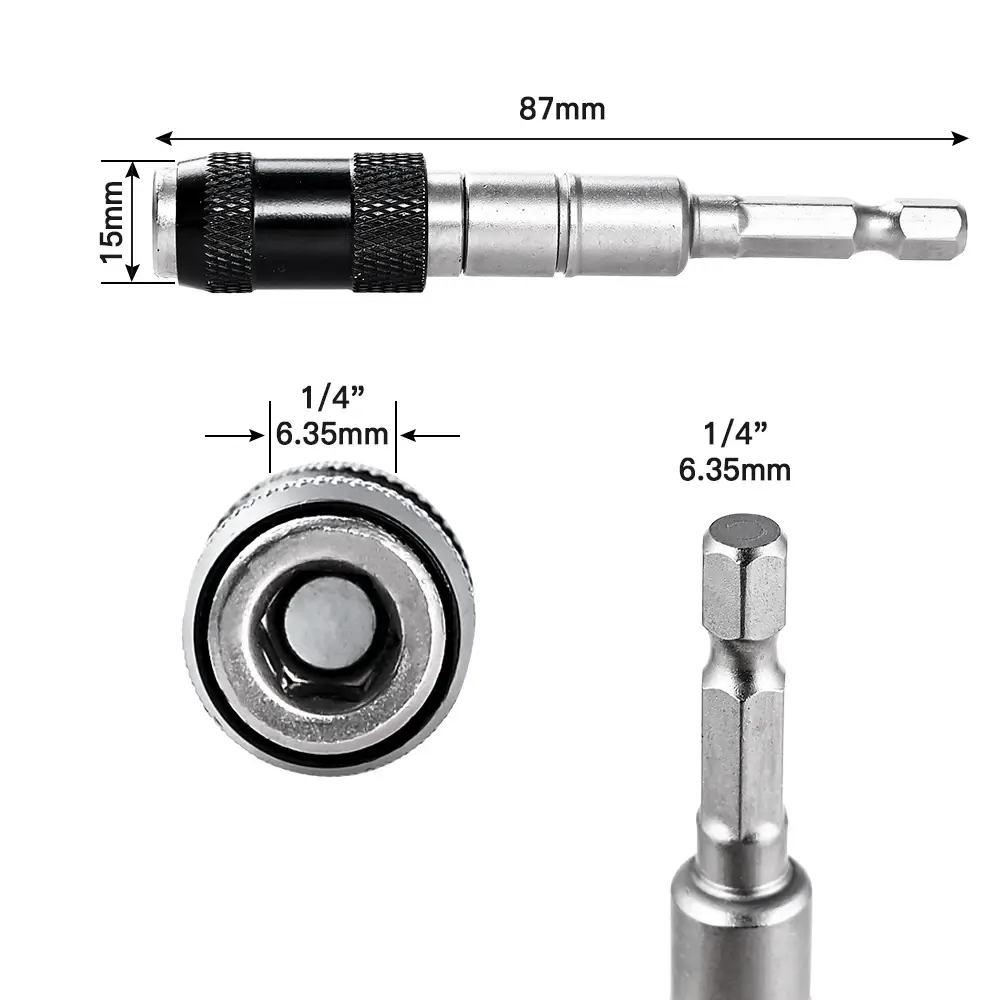 1/4 Electric Screwdriver Multi-Angle Magnetic Extension Kit with Hexagonal Handle, Swivel Joint, Self-Locking Connector