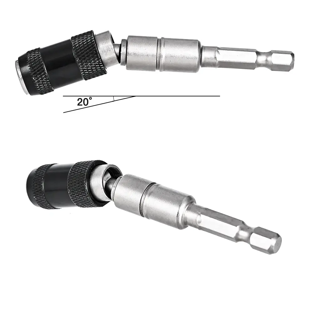 1/4 Electric Screwdriver Multi-Angle Magnetic Extension Kit with Hexagonal Handle, Swivel Joint, Self-Locking Connector