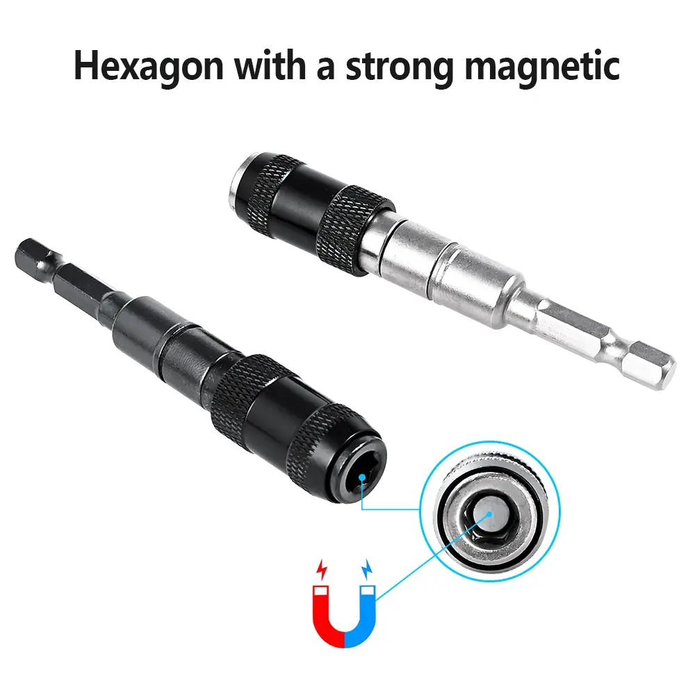 1/4 Electric Screwdriver Multi-Angle Magnetic Extension Kit with Hexagonal Handle, Swivel Joint, Self-Locking Connector