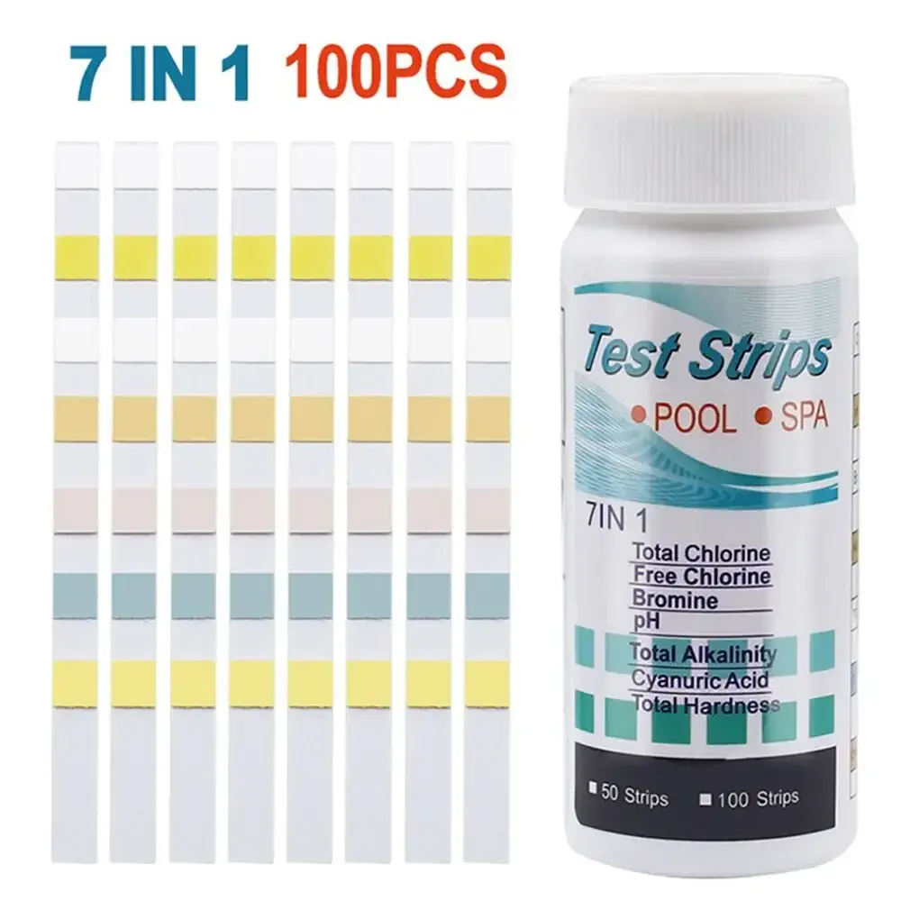 50pcs 7-in-1 Swimming Pool PH Test Paper Test Strips Multipurpose High Precision Easy Detection Aquarium Pool Accessories