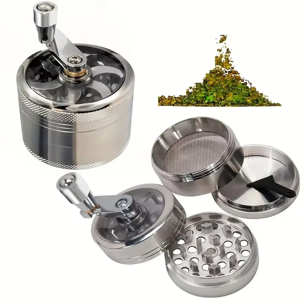 Hand Crank Tobacco Grinder Pollinator Manual Spice Mills 4 Layers Smoke Grass Crusher Muller Smoking Accessories