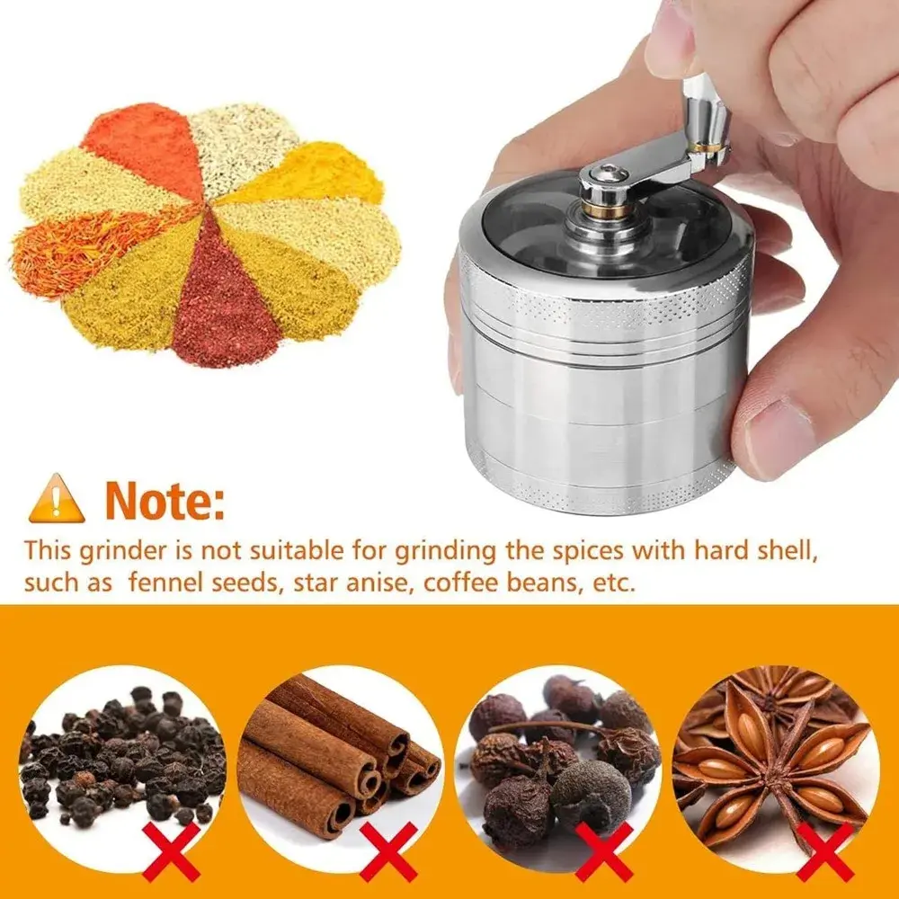 Hand Crank Tobacco Grinder Pollinator Manual Spice Mills 4 Layers Smoke Grass Crusher Muller Smoking Accessories