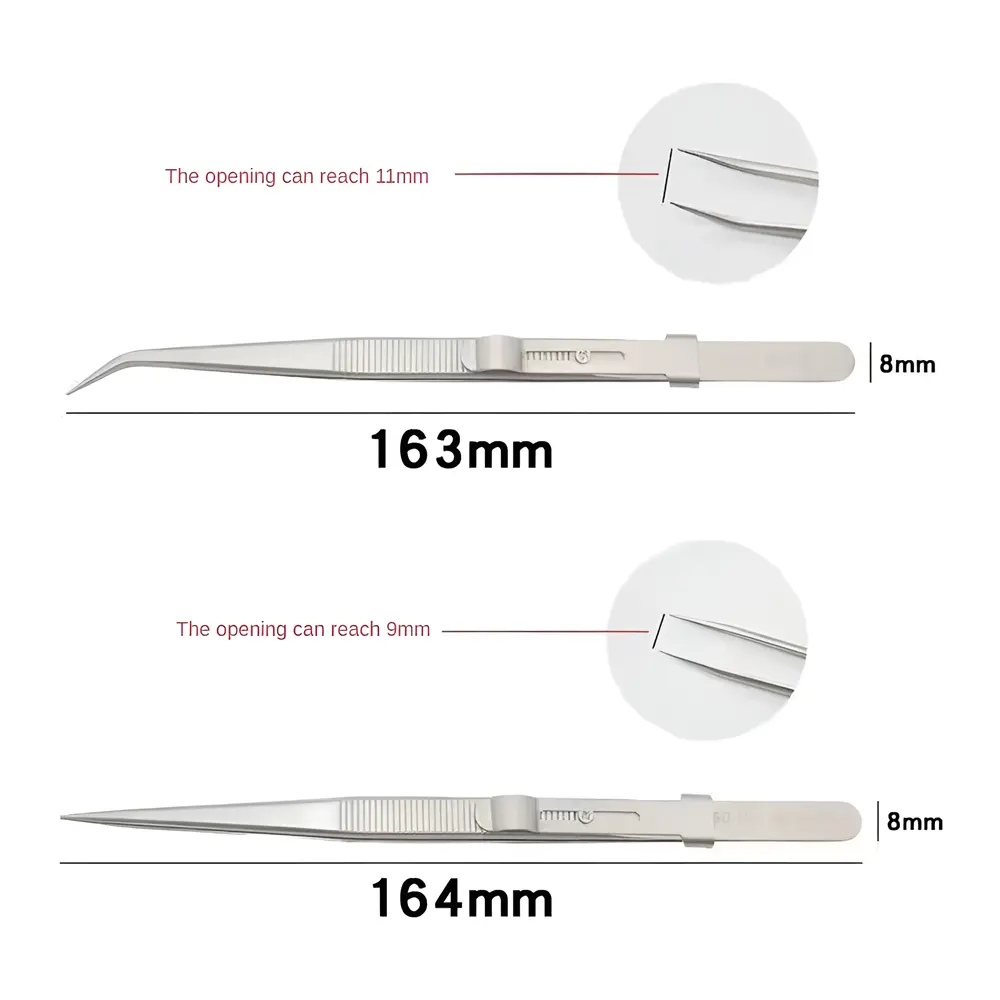 Stainless Steel Diamond Jewelry Tweezers Gemstone Pincette with Adjustable Antislip Lock Jewelry Tweezer Hand Tools