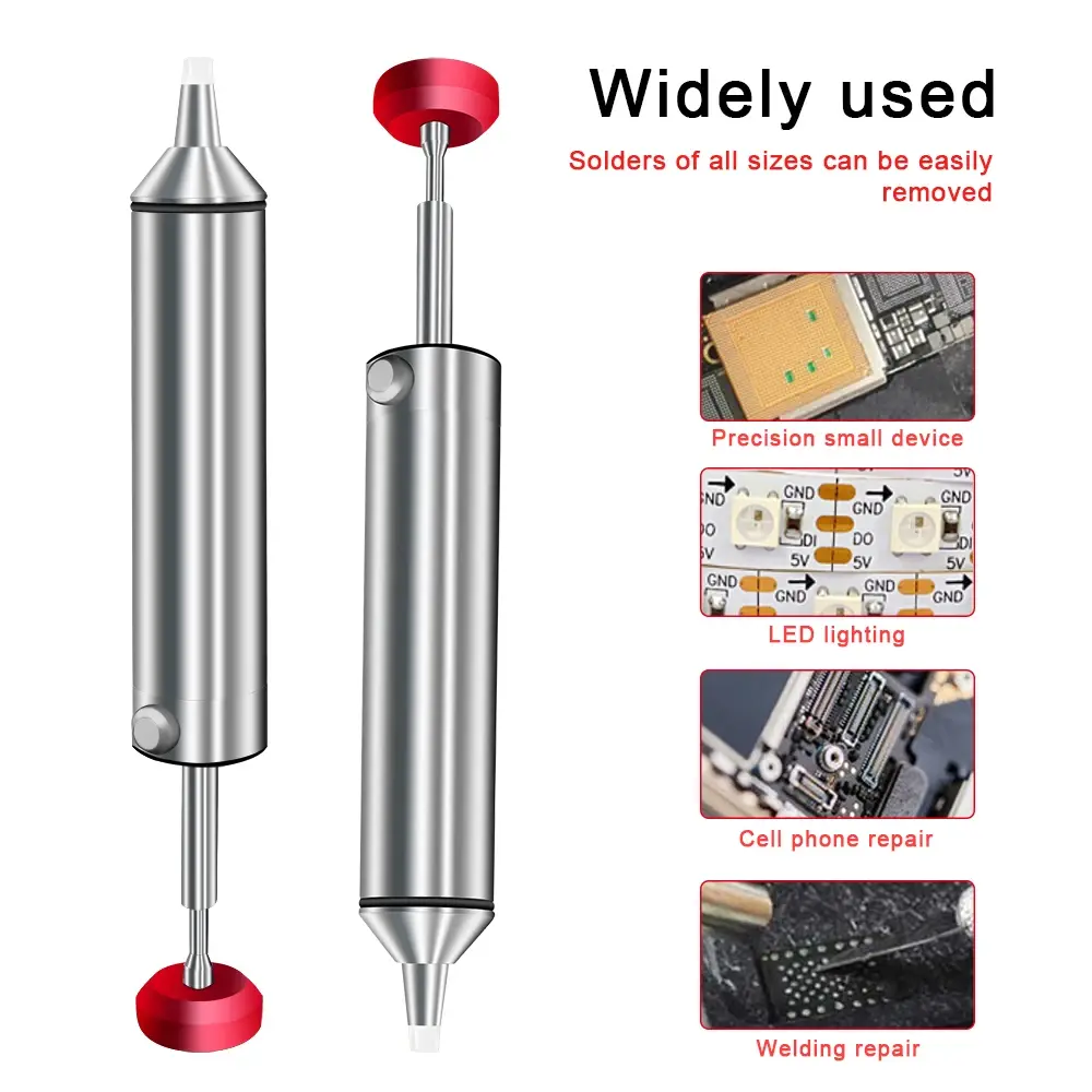 Silicone Nozzle Aluminum Alloy Powerful Desoldering Pump Manual Vacuum Soldesolder Suckerr Sucker Soldering Gun Desoldering Pump