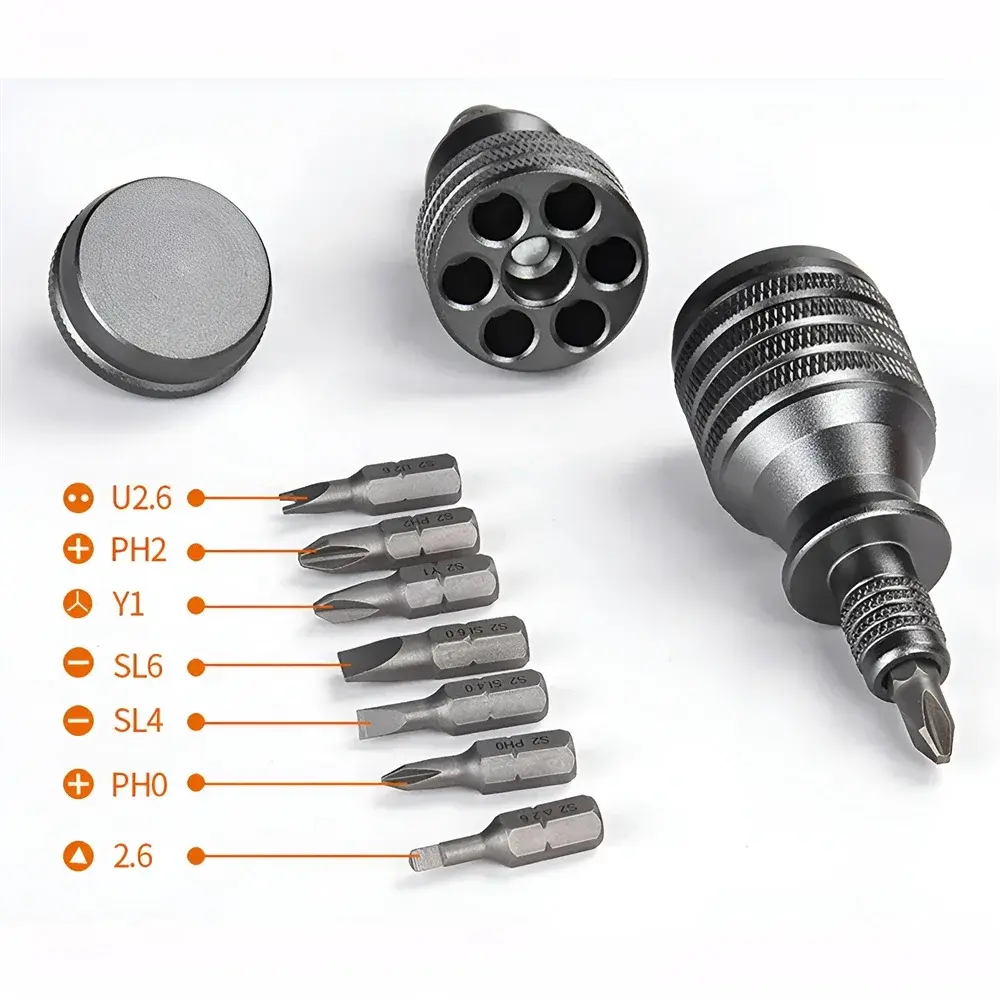Precision Mini Screwdriver Set with 1/4 Inch Magnetic Tip 7 in 1 Multi Bit Steel Hand Tool for Electronics Repair