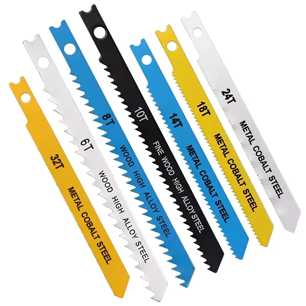 7Pcs U-Shank Saw Blades Set Saw Blade Assortment with Storage Case Sturdy Wood and Metal Cutting Saw Blades Replacement for Cutt