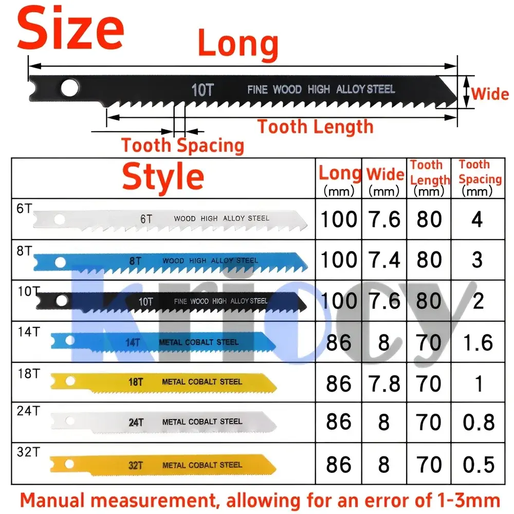 7Pcs U-Shank Saw Blades Set Saw Blade Assortment with Storage Case Sturdy Wood and Metal Cutting Saw Blades Replacement for Cutt