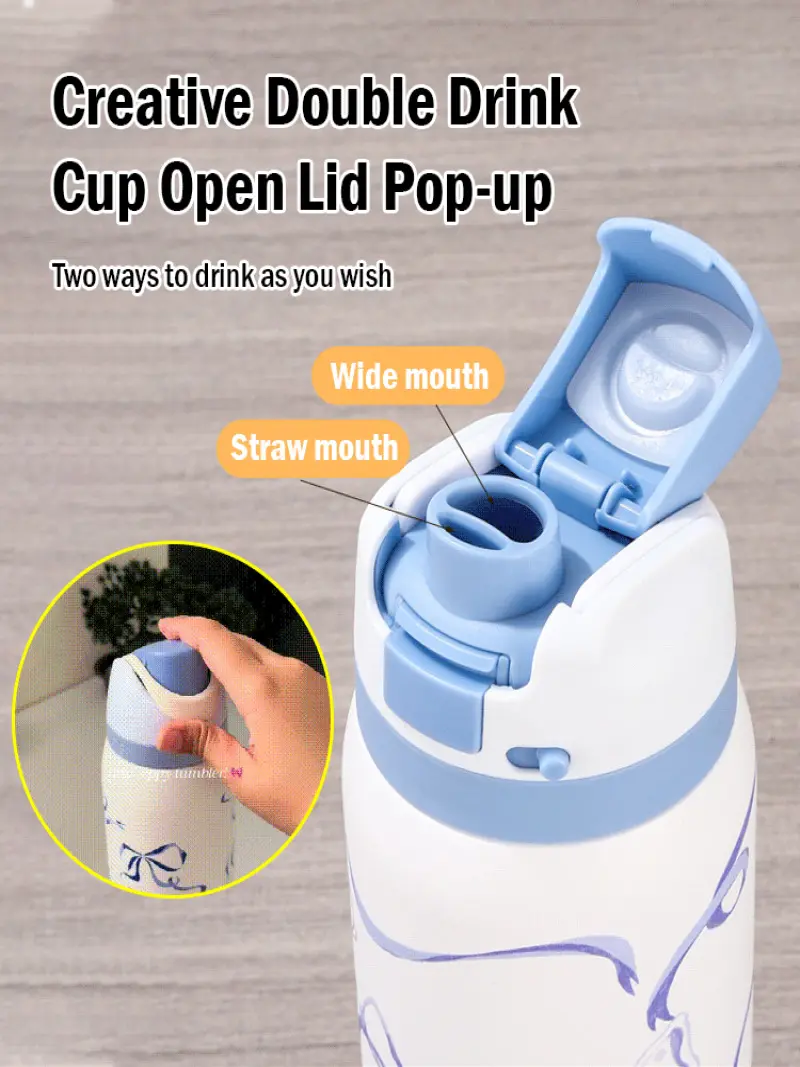 Portable Insulated Mug Double Drink Fashion Sports Water Bottle Bouncing Mug Insulated Water Bottle