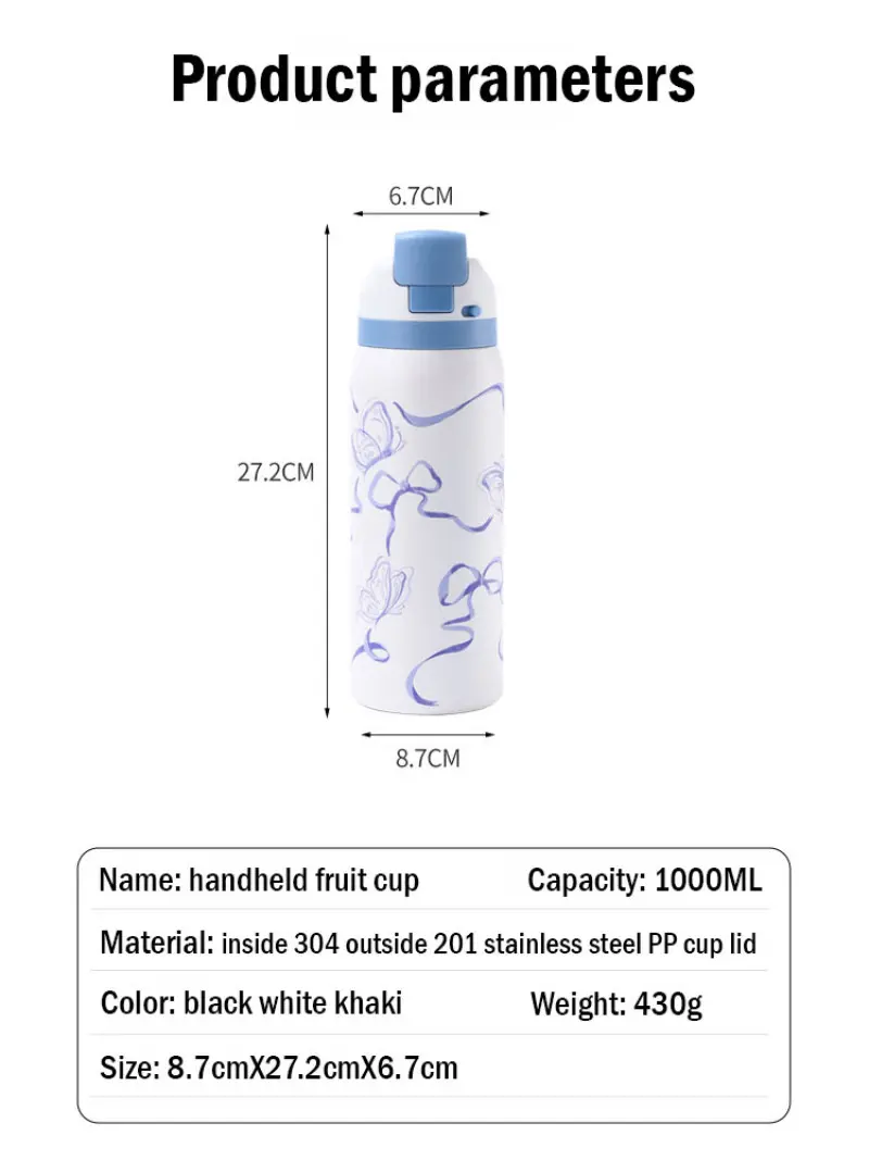 Portable Insulated Mug Double Drink Fashion Sports Water Bottle Bouncing Mug Insulated Water Bottle