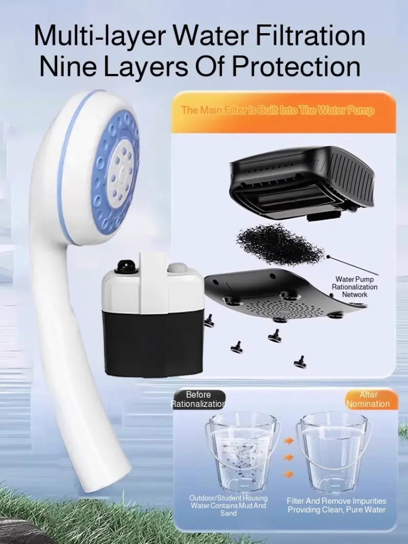 Portable Electric Shower Head Wireless Self-priming Pump Shower  Outdoor  Car Travel Portable  Handheld Shower Head Pet Bath