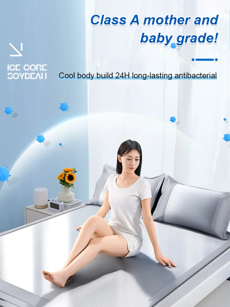 Antibacterial Ice Silk Mat Ice Silk Mat Summer Ice Silk Cooling Mats Hot Sleepers Camping Travel Antibacterial Breathable Foldab