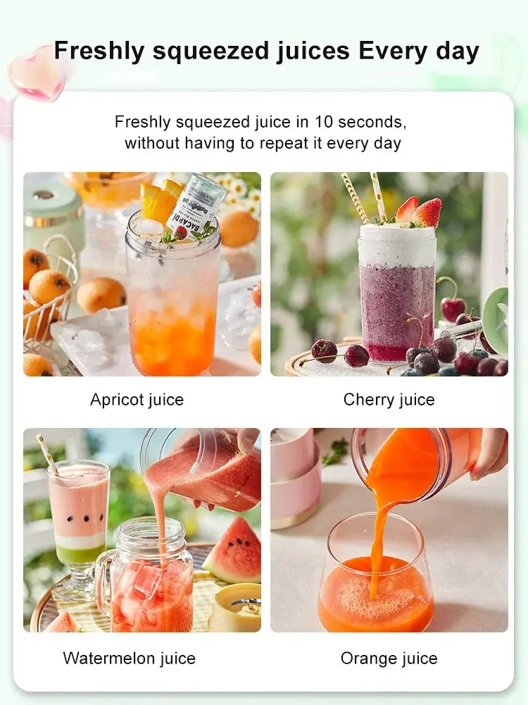 Mini Juice Blender Portable Electric Juicer Bottle with Straw Shake Orange Lemon USB Charging Fruit Mixer Fresh Squeezer Machine