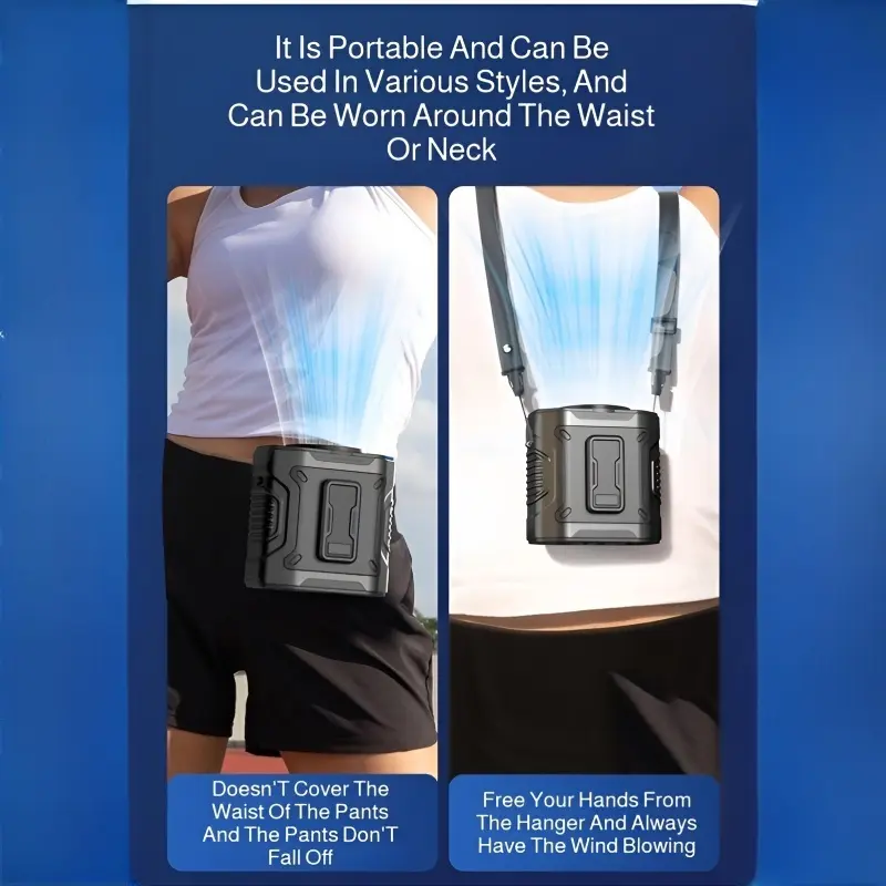 Waist-mounted Fan M360 High Speed Waist Wearable Fan Portable Outdoor Waist-mounted Electric Fan with Charging  Lighting Functio