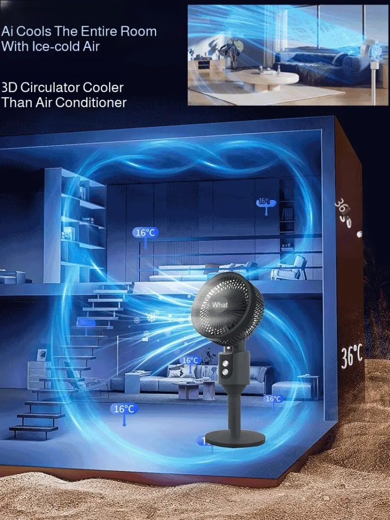 Floor Fan DC Ultra-quiet Electric Fan Power-saving Air Circulation Fan  Air Convection Spiral Turbine Cooling Fan Standing Fan