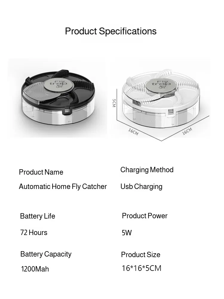 Fly Trap Fully Automatic Silent Fly Trap Bait Trap  Fly Trap Kitchen Automatic Pest Catcher Removable Insect Pest Catcher