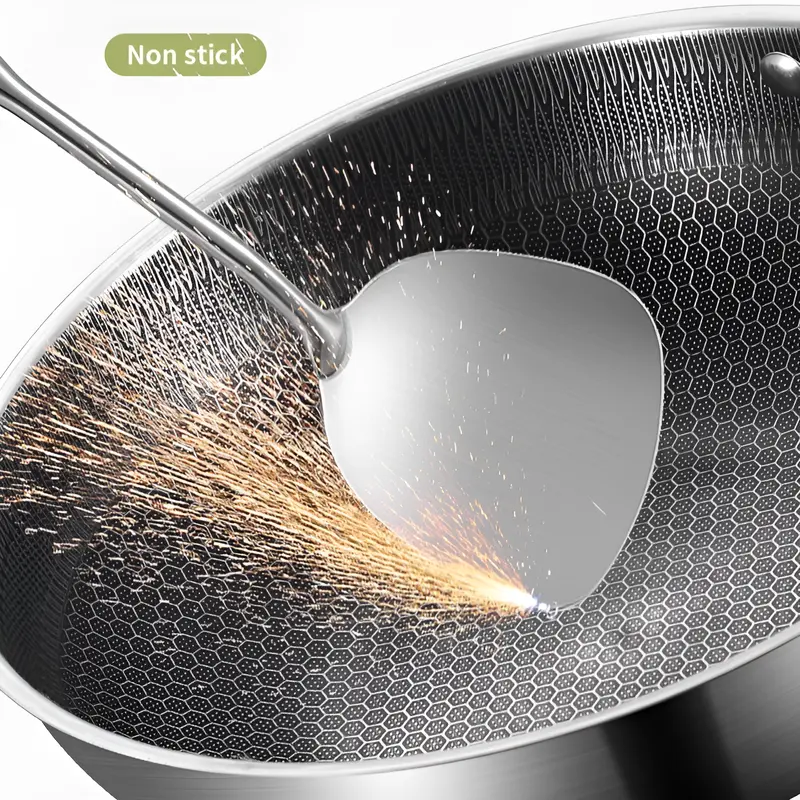 Stainless Steel Frying Pan Wok Non-stick Cooking Honeycomb Steak Gas Stove Pot Induction General Saucepan Kitchen Cookware